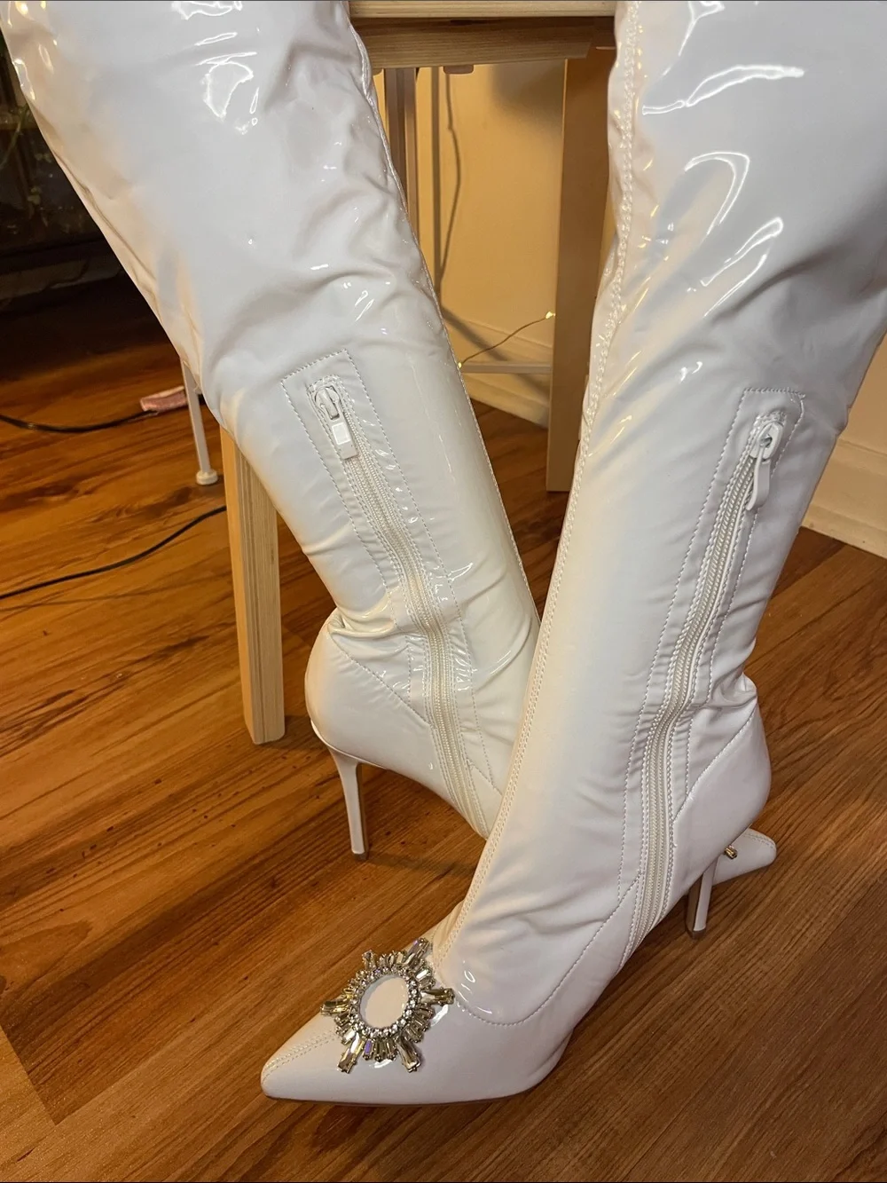 EGO White Over-the-Knee Stiletto Boots